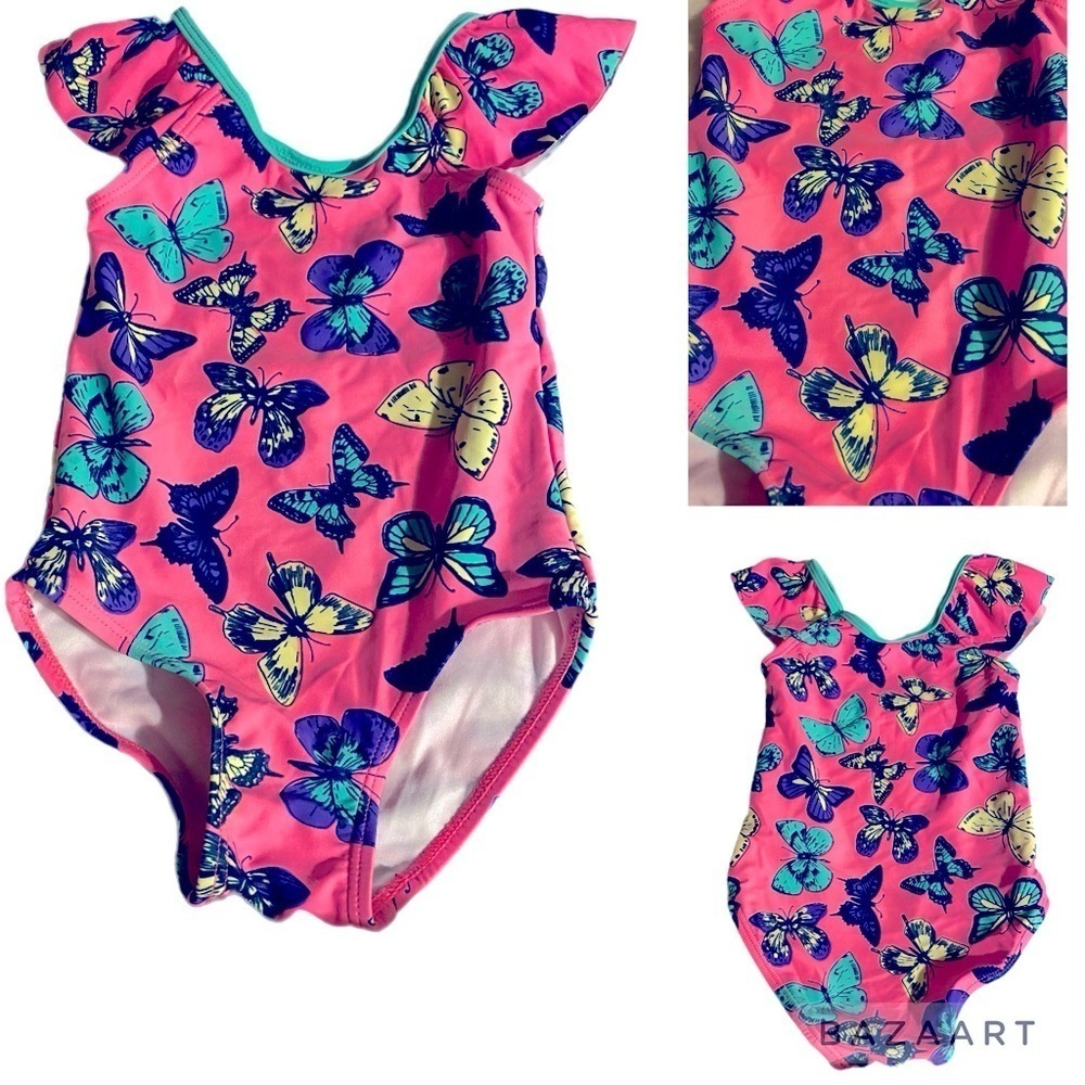 Wave Zone Swim Suit, One piece, Sz 24M, Butterflies, Pastel, Like new, Girly - Picture 11 of 11